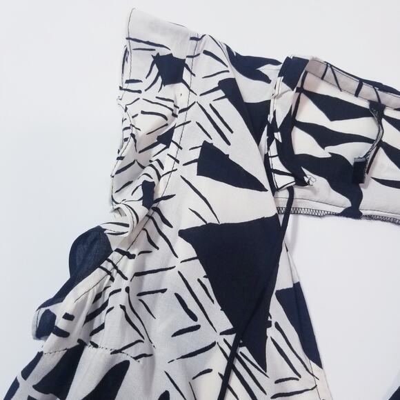 Plenty by Tracy Reese Geometric Print  Maxi Dress High Low Ruffle Keyhole Back - Picture 9 of 15